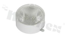Soczewka do diod LED high power; kąt rozsyłu: 24 stopni FWHM; ilość diod: 1; rozmiar: okrąg 22.4mm; wysokość: 10.1mm; rodzaj materiału: PMMA; sposób mocowania: taśma; ramka