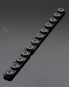 LED Lens; size: 285.6 x 19.5mm; 45 degrees; height: 9.5mm; fastening: screw; RoHS