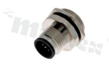 Plug M12, A code, 3 pins, female, straight, 4A, for wire, ,screw thread, screw type, IP67