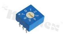 Rotary switch; 8 positions for BCD code; 10x10mm; horizontal; flat type; THT.