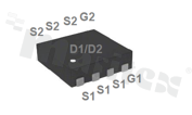 Transistor: N+N-MOSFET; unipolar; 20V; 40A; 0.0061ohm; 27W; ESD diode; -55+150 deg.C; SMD; DFN3X3