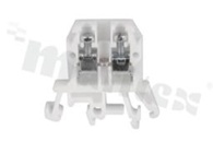 Installation terminal block; 1-level; 2-contacts; for wire 0,5-4,0mm2; screw terminal;white; Din rail; 1000V/32A