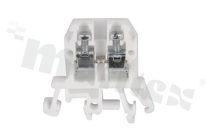 Installation terminal block; 1-level; 2-contacts; for wire 0,5-4,0mm2; screw terminal;white; Din rail; 1000V/32A