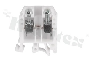 Installation terminal block; 1-level; 2-contacts; for wire 0,5-16,0mm2; screw terminal;white; Din rail; 1000V/76A