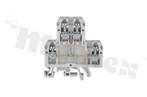 Złączka szynowa;2-poziomowa;3 zaciskowa na przewód 0,5-4mm2; zacisk śrubowy; szara; na szyne DIN; AC/DC 690V/32A