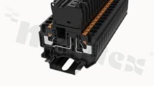 Installation terminal block; 1-level; through; 2-contacts for wire 0.2-6.0mm2 (24-10AWG); spring-loaded;grey; for DIN rail; 400V/6,3A