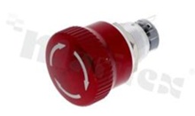 Emergency switch; monostable; 19mm; solder terminals; red aluminium; IP65.