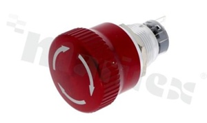 Emergency switch; monostable; 19mm; solder terminals; red aluminium; IP65.