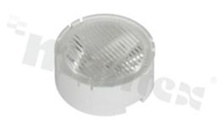 Soczewka do diod LED high power; kąt rozsyłu: owalny 19 x 38 stopni FWHM; ilość diod: 1; rozmiar: okrąg 22.4mm; wysokość: 9.37mm; rodzaj materiału: PMMA; sposób mocowania: ramka