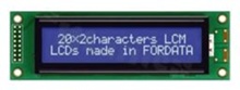 Display LCM; LCD character; 20x2 chars; STN blue negative ; white LED; view 12:00; 5.0 V; additional font English-Japanese;