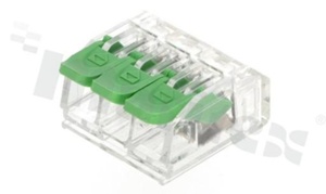Szybkozłączka instalacyjna; raster 5.6mm; 3-torowa; zacisk sprężynowy; przekrój przewodu 0.2-4mm2; UL:20A/300V