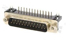 Male D-Sub Connector; 25-pins; gold plated contacts; right angle