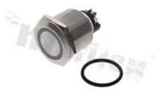 Push button switch; monostable; 25mm; screws terminals; stainless steel; ring red illumantion; IP67.