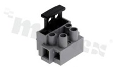 Terminal block, 10mm pitch, 2-ways, 4 screw terminals, brass cage, wire range 0.5-2.5mm2, fuse size(non included) 5x20mm