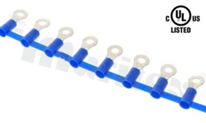 Ring terminal; M4; for wire 1.5-2.5mm2; tinned brass; isolated blue; Imax - 30A