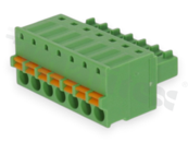 Pluggable terminal block; 3.81mm pitch; 7-ways; female; for wire 1.50mm2 (28-16AWG); wire insertion direction same as plug-in direction; p.bronze contacts; spring clamp; brass cage; UL 300/8A TUV 250/12A