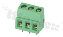 Listwa zaciskowa do PCB; w rastrze 5.00mm; 3-torowa; pionowa; na przewód 2.5mm2 (AWG 26-12); z ruchomą osłoną przewodu; ze śrubami na wkrętak krzyżakowy; klatka mosiężna; zielona; UL 300V/10A, TUV 250V/15A