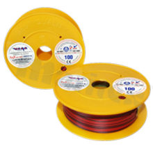 Przewód pojedynczy LGY/H05V-K; z wielodrutową miedzianą żyłą; czerwony/czarny; przekrój 0.50mm2; AWG 20; 500V; -40+105 st.C; 100m.