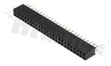 Listwa stykowa do PCB; w rastrze 2.54mm; 2x25 styków; montaż: THT; żeńska; prosta; dwurzędowe