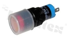 Lampka sygnalizacyjna; 12mm; do lutowania; plastik; podświetlenie pełne czerwone LED 12V; IP67. 