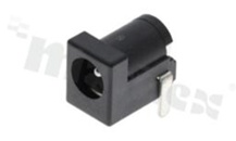 DC jack; high current 24V/5A, R/A; pin diameter 2.0mm; hole diameter 6.4mm; THT