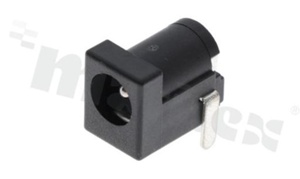 Gniazdo zasilające do PCB; wysokoprądowe, 24V/5A, męskie; kątowe; średnica kołka 2.0mm; średnica otworu 6.4mm; montaż: THT; proste nóżki