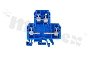 Złączka szynowa;2-poziomowa;3 zaciskowa na przewód 0,5-4mm2; zacisk śrubowy; niebieska; na szyne DIN; 690V/32A