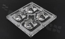 Soczewka do diod LED high power; COB; kąt rozsyłu: asymetryczny ; ilość diod: 4; rozmiar: 90x90mm; wysokość: 13.6mm; rodzaj materiału: PMMA; silikon; sposób mocowania: śruby