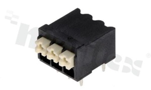PCB terminal block; pitch 3.50mm; 3-ways; side entry; range wire 0.2-1.5mm2 (AWG 24-16); spring-loaded; black; UL 300V/12A