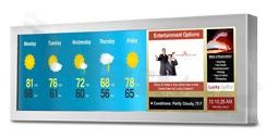 Monitor 28.5"; IP66; 16.7M kolorów; 1920x540; jasność 500 nitów; kontrast 5000:1; kąt widzenia 176/176; VGA; Jeck; temp. pracy: 0+50 st.C; zasilanie 12V DC; VESA