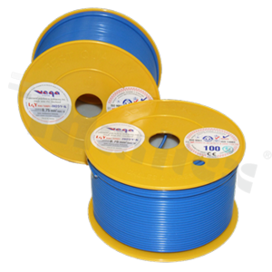 Przewód pojedynczy LGY/H05V-K; z wielodrutową miedzianą żyłą; niebieski; przekrój 0.75mm2; AWG 18; 500V; -40+105 st.C; 100m.