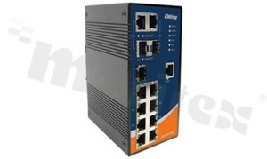 Industrial 10-port managed Ethernet switch with 7x10/100Base-T(X) and 3xGigabit combo ports; DIN rail mountable