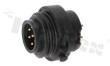 Gniazdo ECOMATE seria C016; 7-stykowe (6+PE); męskie; proste; 12A; 250V; kabel: max 2.5mm2( AWG14); styki złocone; lutowane; IP67