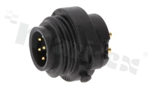 Gniazdo ECOMATE seria C016; 7-stykowe (6+PE); męskie; proste; 12A; 250V; kabel: max 2.5mm2( AWG14); styki złocone; lutowane; IP67