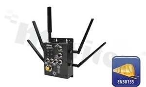 Industrial EN50155 IEEE 802.11 a/b/g/n 4G LTE Cellular RouterWith 2x10/100/1000Base-T(X); M12 connector; operating temperature -25+70 deg.C; supply 12...48VDC; connector M23