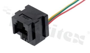 Socket RJ11; 3-contacts; with wires 70mm; size 6; 3u" Au