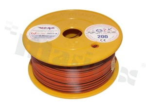 Przewód pojedynczy LGY/H05V-K; z wielodrutową miedzianą żyłą; pomarańczowy/czarny; przekrój 0.35mm2; AWG 22; 500V; -40+105 st.C; 200m.