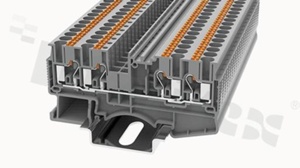 Złączka instalacyjna; 1-poziomowa; przelotowa; 4-zaciskowa na przewód 0.2-4.0mm2 (26-12AWG); ze stykiem sprężynowym; szara; na szynę DIN; 800V/24A