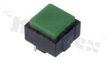 Przełącznik przyciskowy; 1-pozycyjny; 12mm; konektory; przycisk zielony; 0.25A/50V
