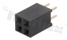 Listwa stykowa do PCB; w rastrze 2.54mm; 2x2 styków; montaż: THT; żeńska; prosta; dwurzędowe