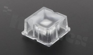 Lens for LED high power; angle: 42 to 58 degrees FWHM; Number of LEDs: 1; Dimensions: 25x25mm; Height: 12.9mm; meterial: PMMA; Fastening: glue; pin; screw