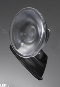 Lens for high-power LEDs; distribution angle: 47 to 69 degrees FWHM; number of LEDs: 1; size: 32.4mm diameter; height: 14.7mm; material type: PC; fastening: glue