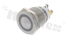 Push button switch; monostable; 19mm; screw terminals; stainless steel; ring red illumiation; IP65