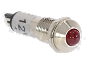Lampka sygnalizacyjna; 8mm; terminale do lutowania; stal nierdzewna; podświetlenie czerwone; LED 12V