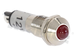 Lampka sygnalizacyjna; 8mm; terminale do lutowania; stal nierdzewna; podświetlenie czerwone; LED 12V