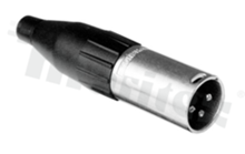 Wtyk AC3M; typ XLR; męski; prosty; 3 pinowy; styki fosforobrąz; na przewód 3 - 6.5mm; lutowany