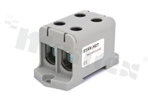 Złączka na szynę din;przelotowa;4 zaciskowa;2- torowa; zacisk śrubowy; na przewód 16-95mm2;szara