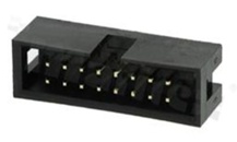Full shrouded header for PCB; pitch 2.54mm; 16-contacts; THT; male; top entry