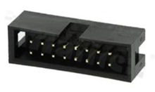 Full shrouded header for PCB; pitch 2.54mm; 16-contacts; THT; male; top entry