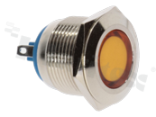Lampka sygnalizacyjna; 19mm; terminale do lutowania; stal nierdzewna; podświetlenie żółte; LED 12V